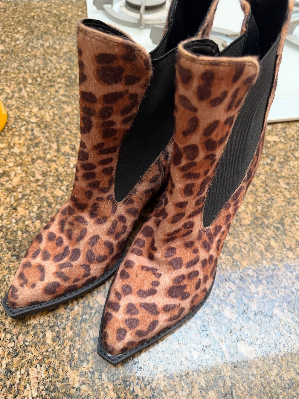Dolce Vita Leopard-Print Pointed Chelsea Booties - Brown